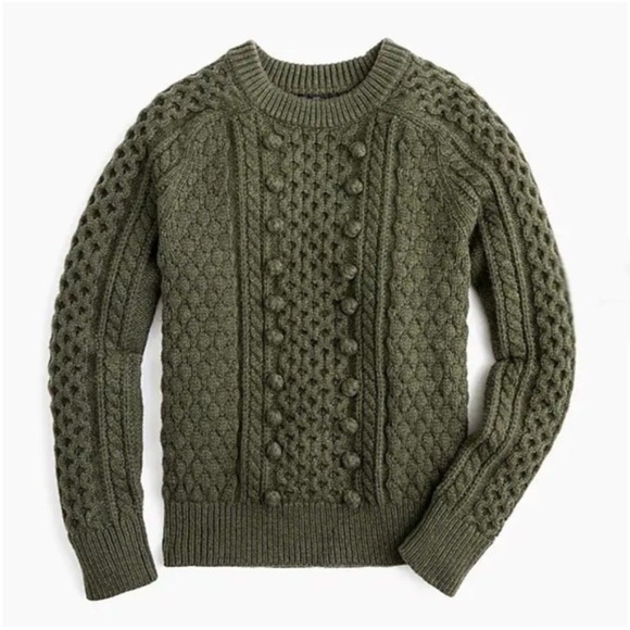 J. Crew Sweaters - New JCREW Size M Olive Popcorn Cable Knit Sweater